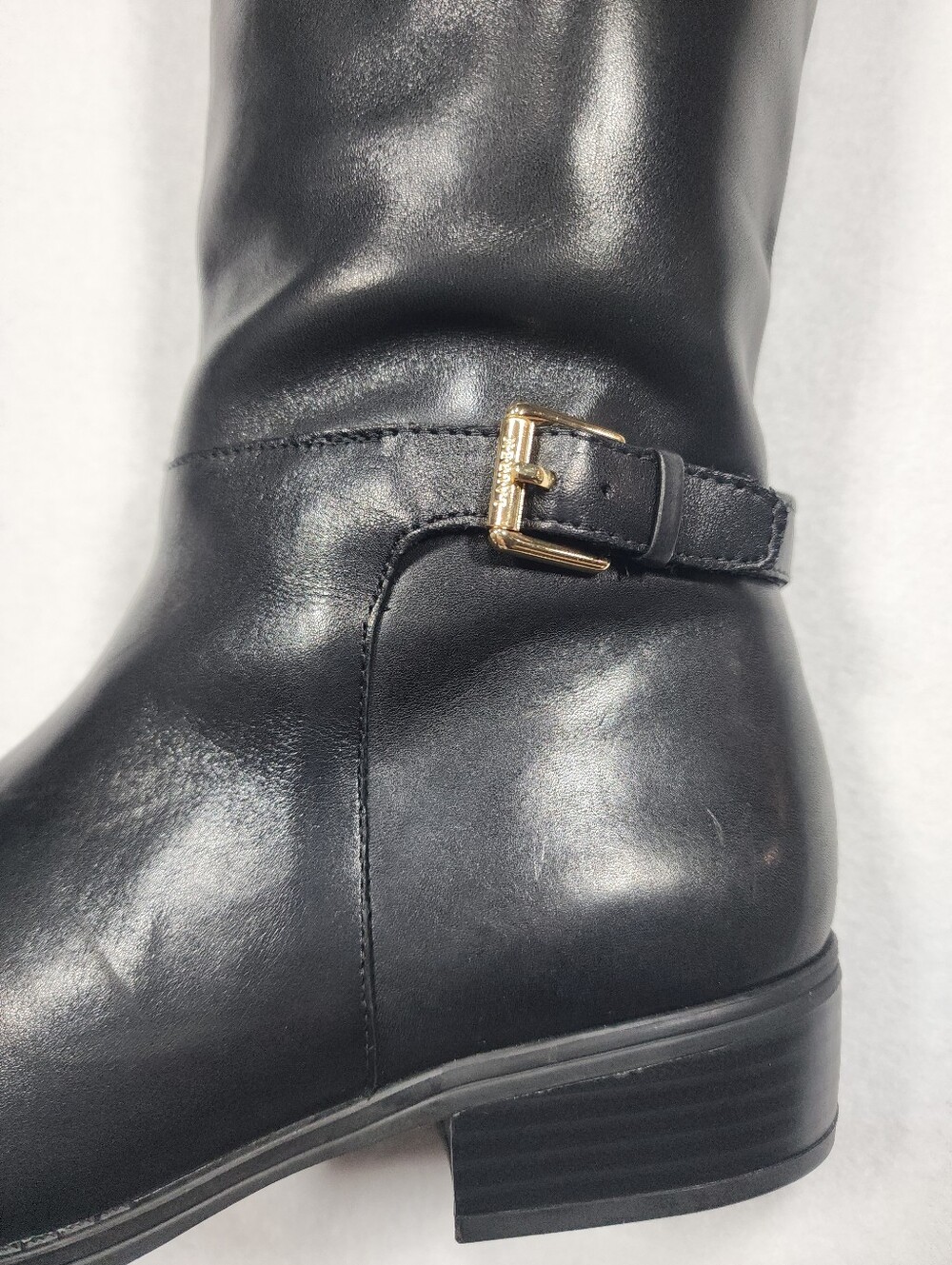 Lauren Ralph Lauren Black and Brown Leather Knee-High Riding Boots - Picture 5 of 16